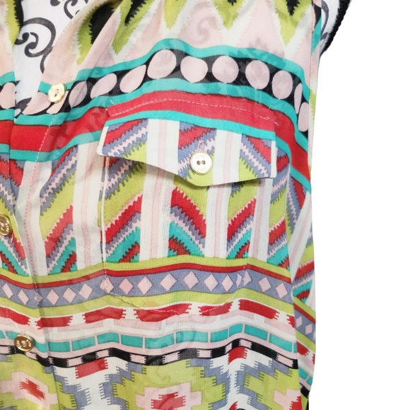 NWT BCBGMAXAZRIA Soft Guatemalan Sheer Sleeveless Collared Button-Up Tunic Sz M - Picture 8 of 15